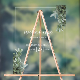 Silver Dollar Eukalyptus Wedding Welcome Sign Acrylschild