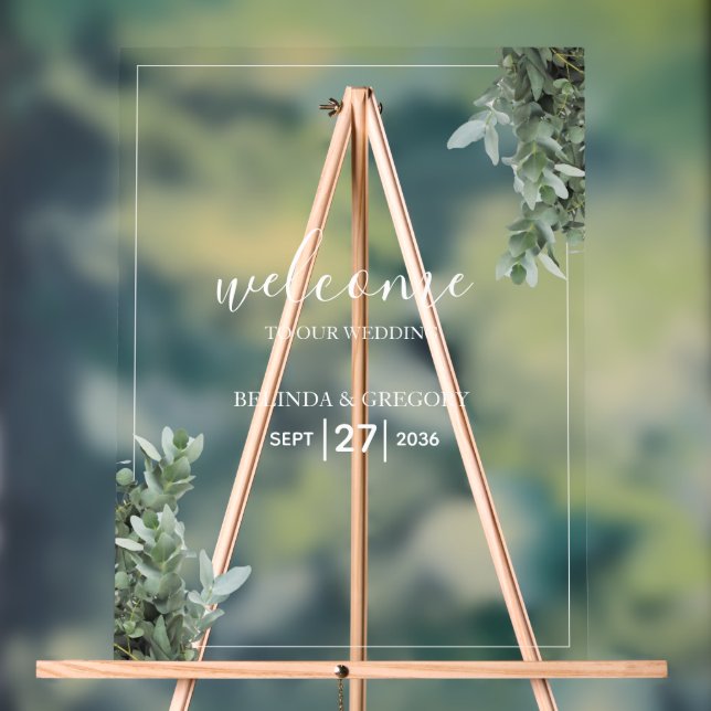 Silver Dollar Eukalyptus Wedding Welcome Sign Acrylschild (Neutral)