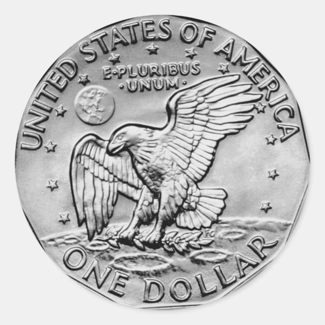 Silver Dollar USA Runder Aufkleber (Vorderseite)