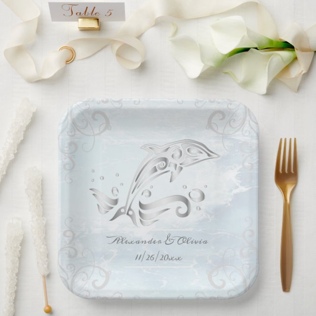 Silver Dolphin Polterabend Papierplatte Pappteller (Hochzeit)