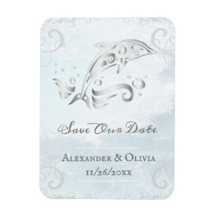 Silver Dolphin Save the Date Magnet