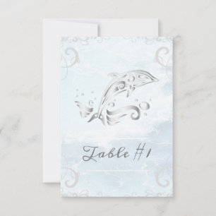 Silver Dolphin Wedding Table Card Einladung