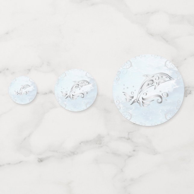 Silver Dolphin Wedding Table Confetti Konfetti (Vorderseiten)