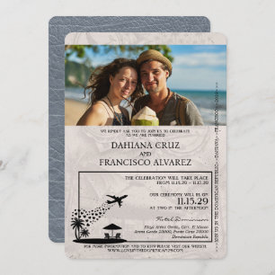 Silver Dominican Republic Passport Wedding Einladung