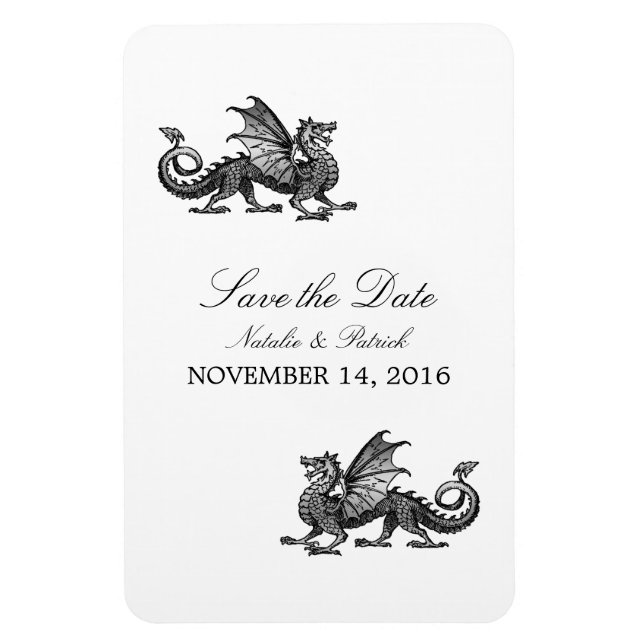 Silver Dragon Save the Date Magnet (Vertikal)