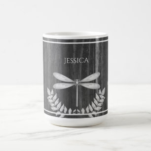 Silver Dragonfly Rustic Personalisiert Coffee Tass Kaffeetasse