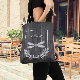 Silver Dragonfly Rustikale Personalisiert Tote Tas