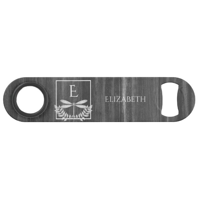 Silver Dragonfly Rustikaler Personalisierter Bar K Speed Flaschenöffner (Vorderseite (Horizontal))