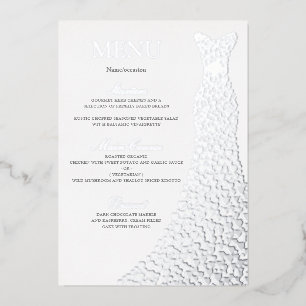 Silver Dress Birthday Party oder Brautparty Menu Folieneinladung