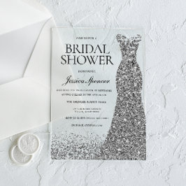 Silver Dress Elegance Brautparty Acryleinladungen