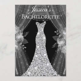 Silver Dress Floral Bachelorette Einladung