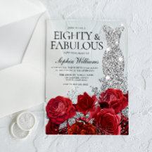 Silver Dress Gown Rote Rosen 80. Geburtstagsparty