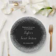 Silver Dress Imitate Glitzer Sweet 16 Geburtstag
