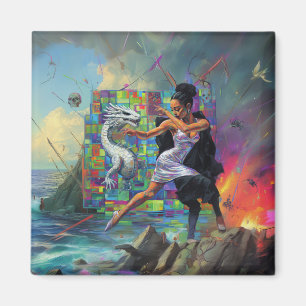 Silver Dress Priestess Occult Dark Hexy AI Art Magnet