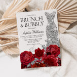 Silver Dress Rote Rose Brunch Bubbly Brautparty Einladung<br><div class="desc">Silver Dress Rote Rosen Brunch Bubbly Bridal Shower Einladung Siehe Matching Collection in Niche and Nest Store Vielen Dank</div>