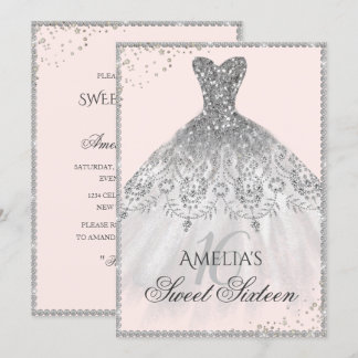 Silver Dress Sparkle 16. 16 . Geburtstag Einladung
