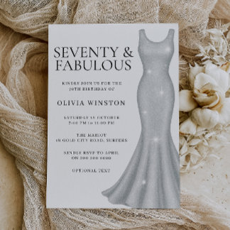 Silver Dress Womans 70. Geburtstagsparty Einladung