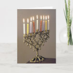 Silver Driedel Chanukah Foto Card Feiertagskarte<br><div class="desc">Senden Sie Chanukah Grüße mit einer eleganten silbernen Menorah mit beleuchteten Kerzen.</div>