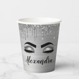 Silver Drilling Glitzer Glam Eyes Paper Cups Pappbecher