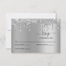 Silver Dripping Glitzer Tropfen Elegante Wedding U RSVP Karte