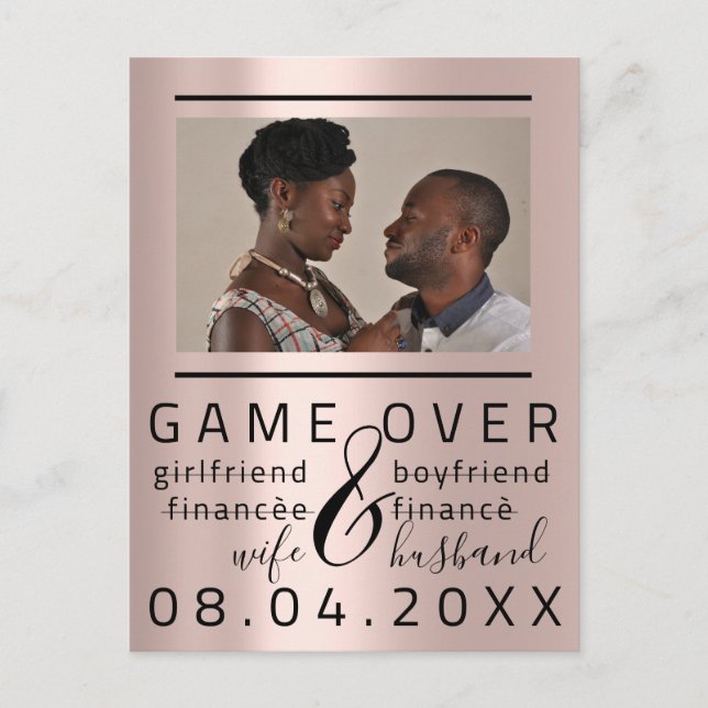 Silver DripsFunny Save the Date Couple Foto Postkarte (Vorderseite)