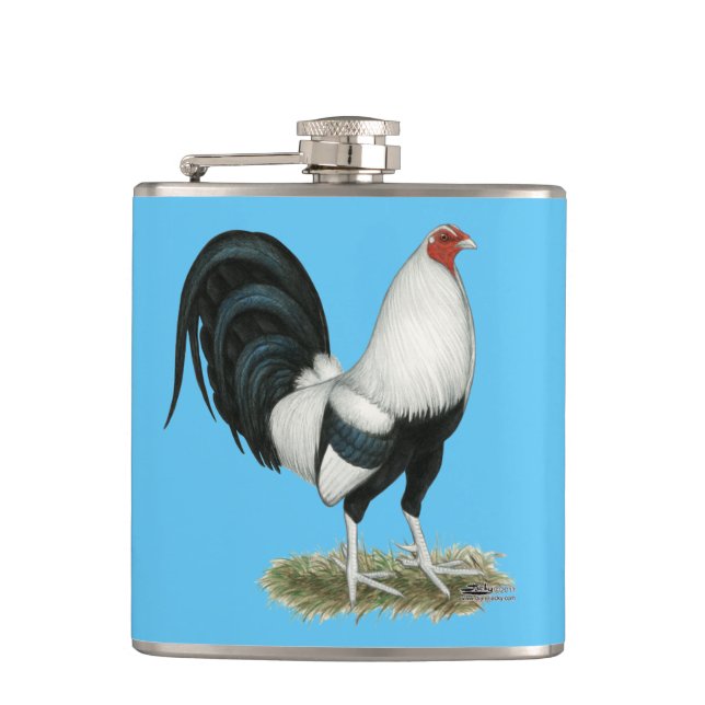 Silver Duckwing Gamecock Flachmann (Vorderseite)