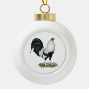 Silver Duckwing Gamecock Keramik Kugel-Ornament