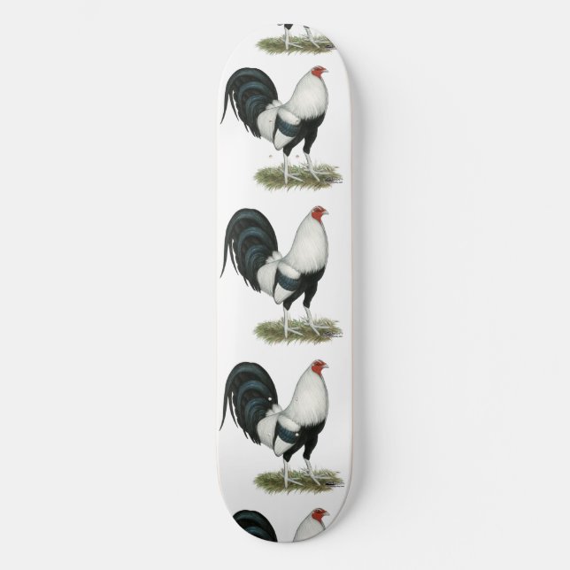 Silver Duckwing Gamecock Skateboard (Vorderseite)