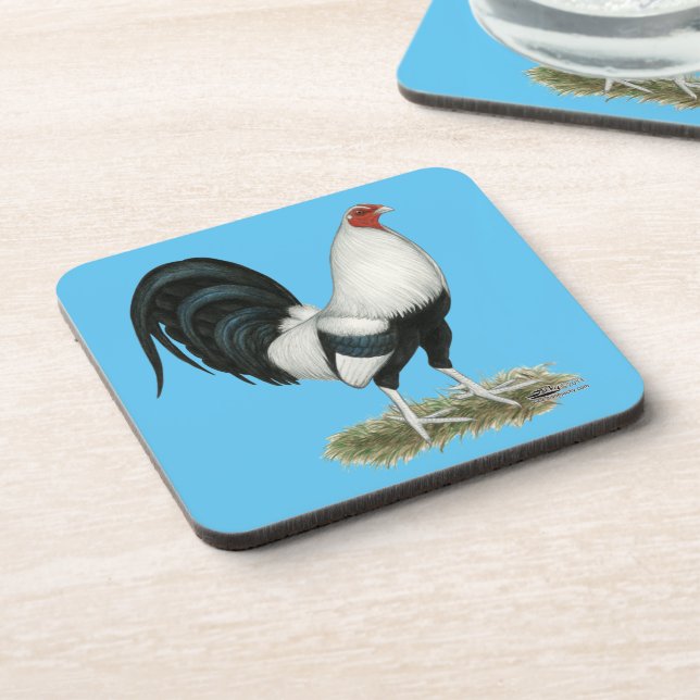 Silver Duckwing Gamecock Untersetzer (Linke Seite)