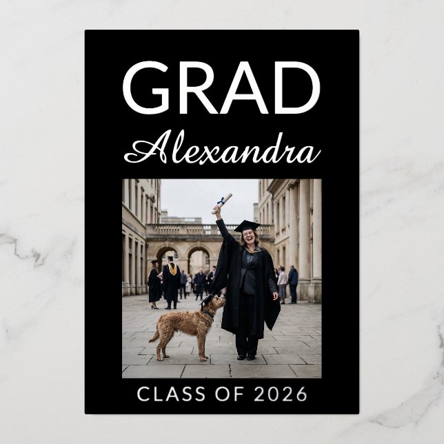 Silver DVM Veterinary Medicine Graduation Party Folieneinladung (Vorderseite)