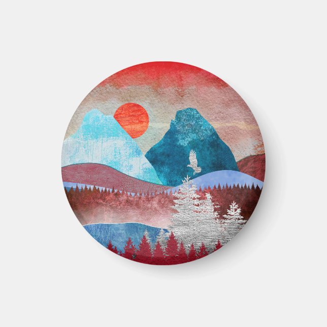 Silver Eagle Landschaft Magnet (Vorne)