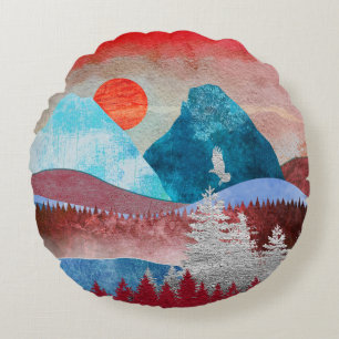 Silver Eagle Landschaft Rundes Kissen