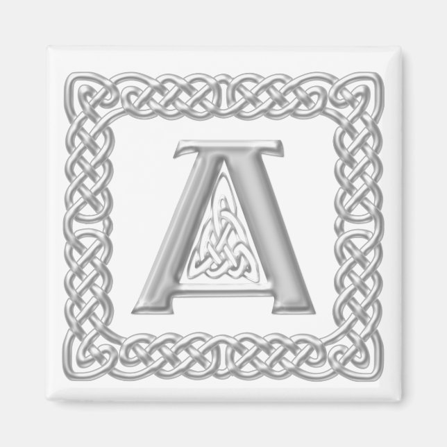 Silver Effect Celtic Knot Monogram Letter A Magnet (Vorne)