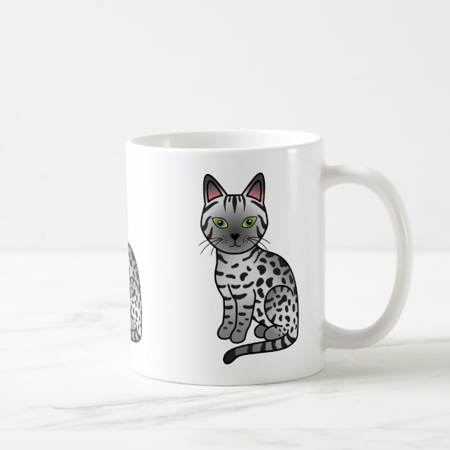 Silver Egyptian Mau Cat Illustration Kaffeetasse (Rechts)