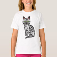 Silver Egyptian Mau Niedlich Cartoon Cat Illustrat