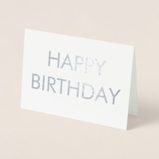 SILVER EINFACHER MINIMATEXT Happy Geburt Day CARD Folienkarte