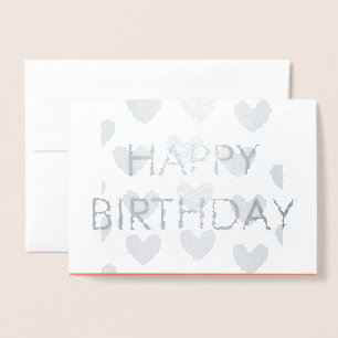 SILVER EINFACHER MINIMATEXT Happy Geburt Day CARD Folienkarte