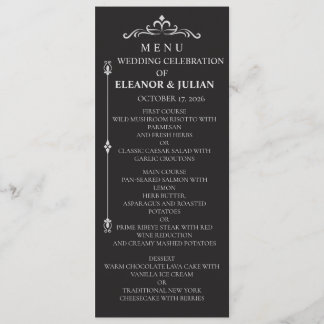 Silver Elegance Collection Wedding Menu Card Menükarte