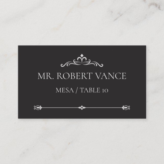 Silver Elegance Collection Wedding Place Card Platzkarte (Vorderseite)