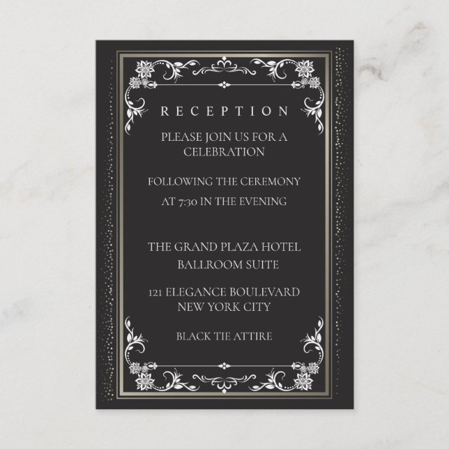 Silver Elegance Collection Wedding Reception Card Begleitkarte (Vorderseite)