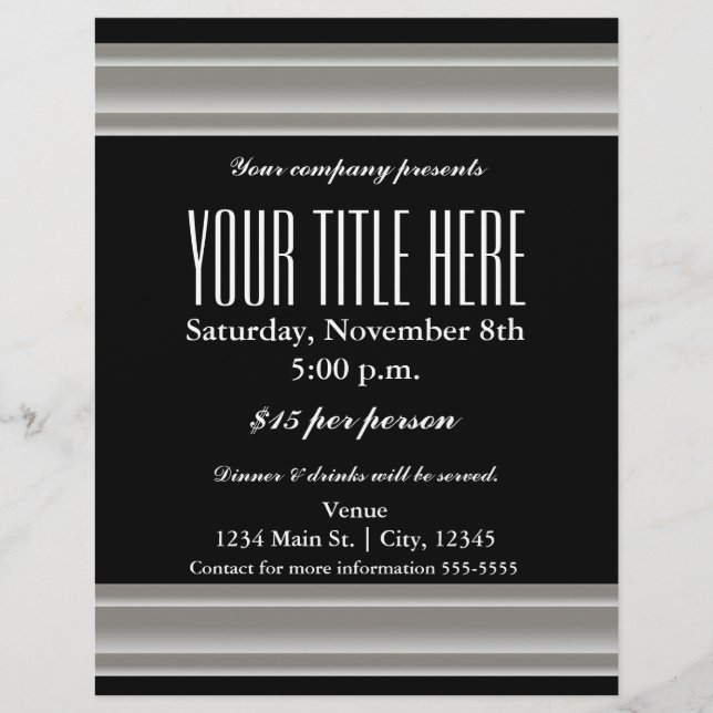 Silver Elegance Glamour Event Flyer Poster (Vorne)