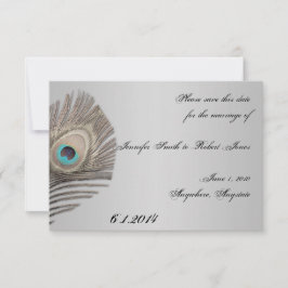 Silver Elegance Peacock Save the Date