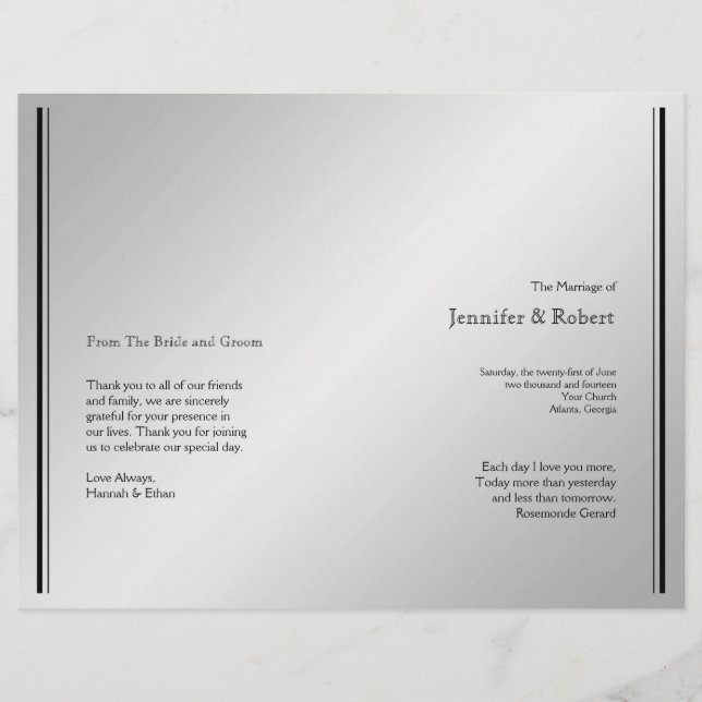 Silver Elegance Wedding Program (Vorderseite)