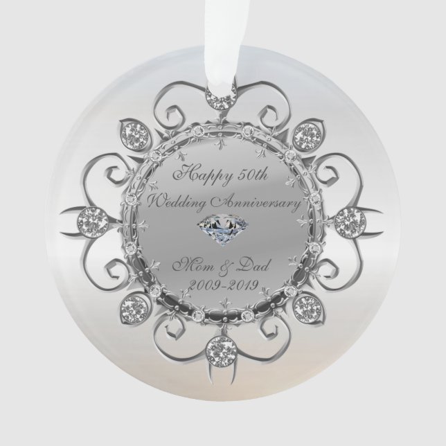 Silver Elegant Diamonds 50. Hochzeitstag Ornament (Vorderseite)
