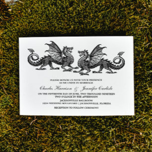 Silver Elegant Dragon Wedding Invite Einladung