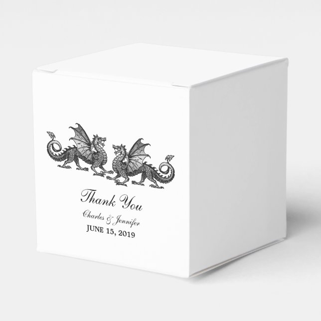 Silver Elegant Dragons Gastgeschenk Hochzeit Boxes Geschenkschachtel (Vorderseite)