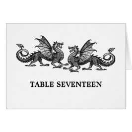 Silver Elegant Dragons Tischnummer Card