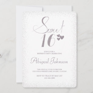 Silver Elegant Girls Sweet 16 Geburtstag Einladung