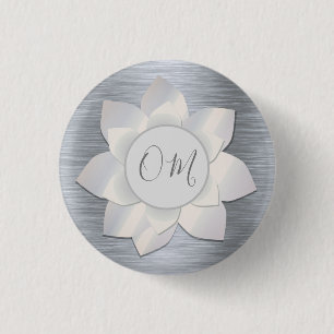 Silver Elegant Lotus OM Button