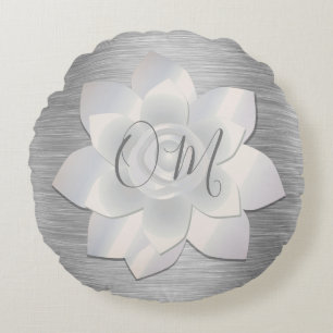 Silver Elegant Lotus OM  Rundes Kissen